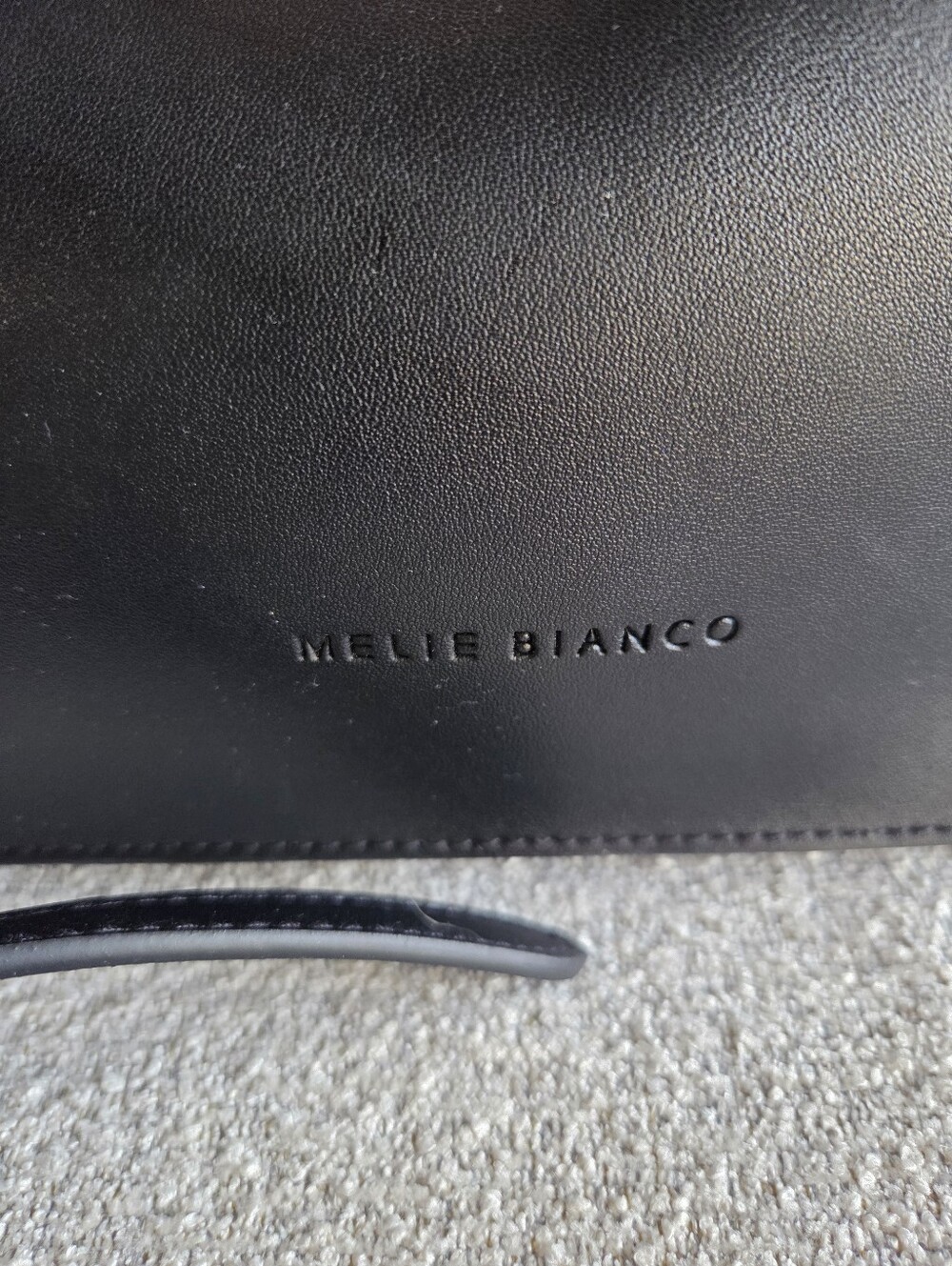 Melie Bianco Black Vegan Leather Handbag Crossbody Bag - Picture 2 of 7
